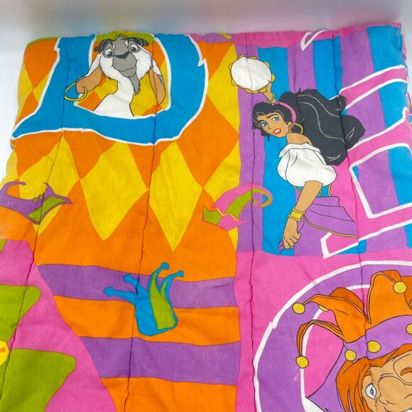 Vintage Disney Hunchback Of Notre Dame Comforter FLAWS Esmeralda Quasimodo 90s - Picture 13 of 16